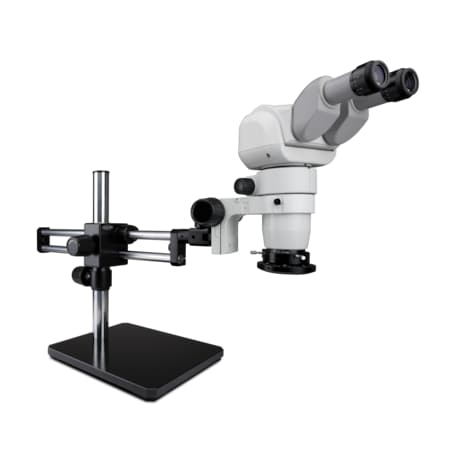 Scienscope Ergo Stereo Zoom Microscope With LED Lighting On Dual Arm Stand CMO-PK5D-R3E-E